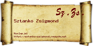 Sztanko Zsigmond névjegykártya